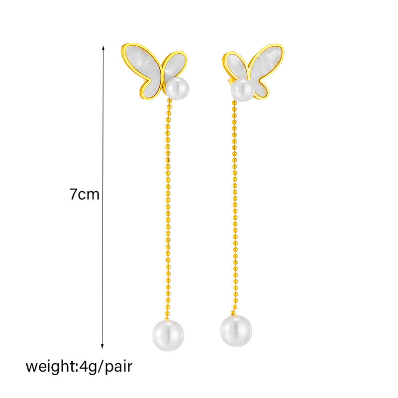 Asymmetric Butterfly Tassel Eardrops All-match Fashion Earrings