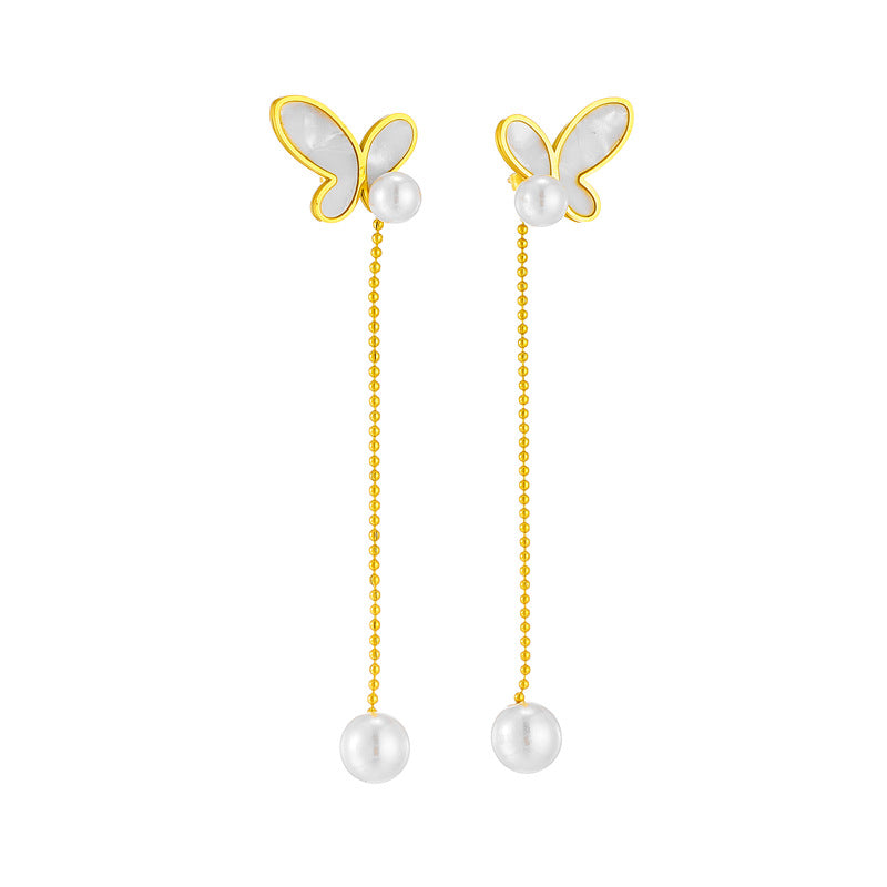 Asymmetric Butterfly Tassel Eardrops All-match Fashion Earrings