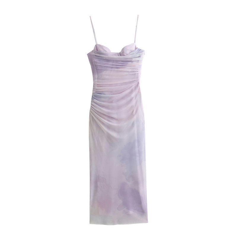 Summer New Printed Slim Strap Dress