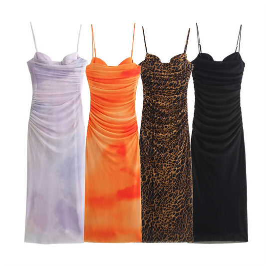 Summer New Printed Slim Strap Dress
